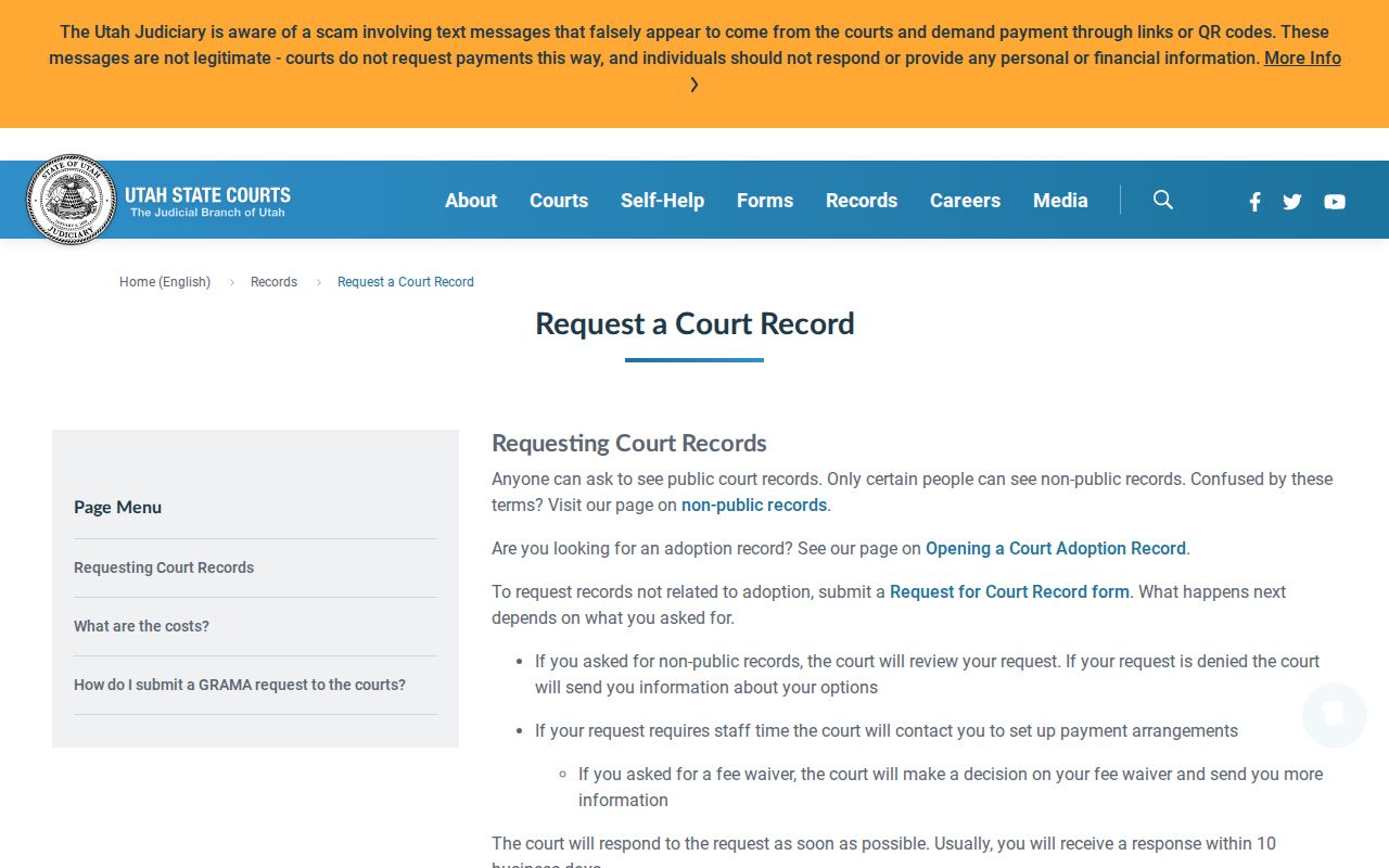 Cache County criminal court case request and offline access options