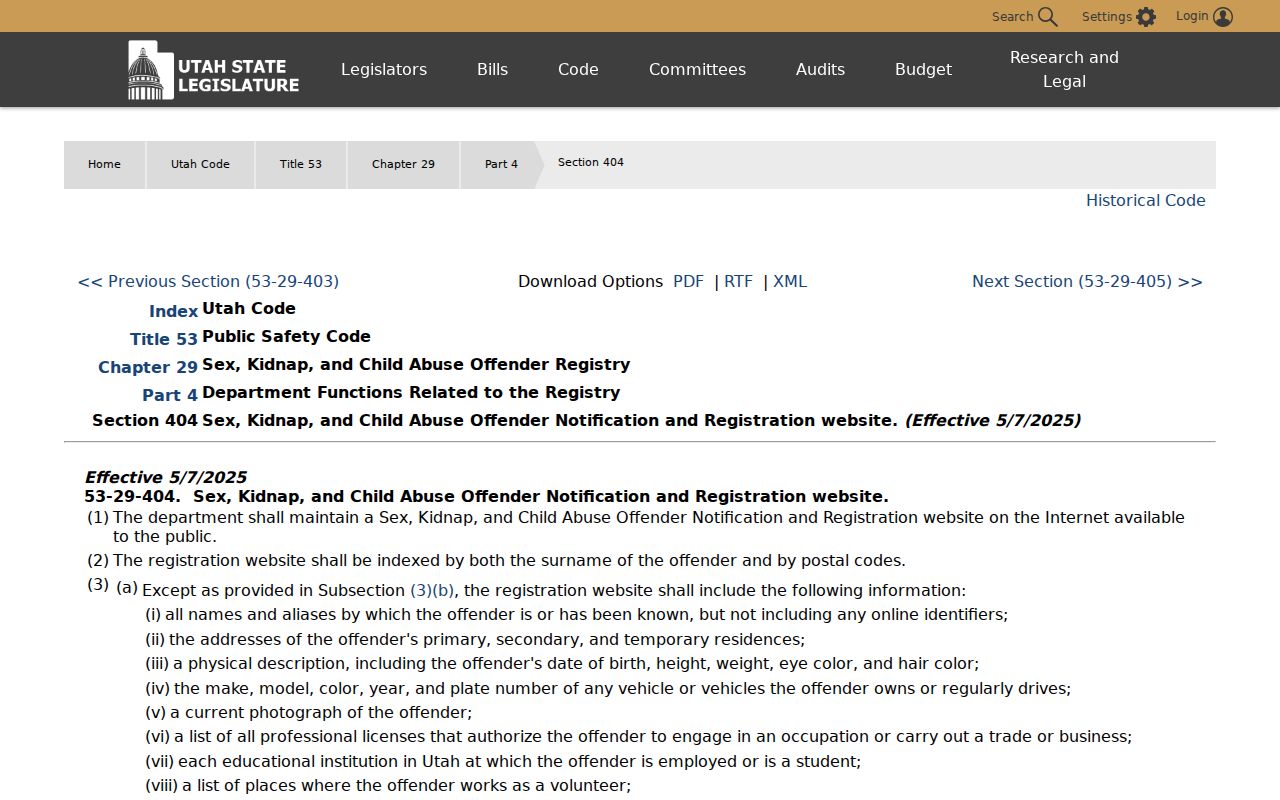 Cache County sex offender lookup under Utah public registry rules