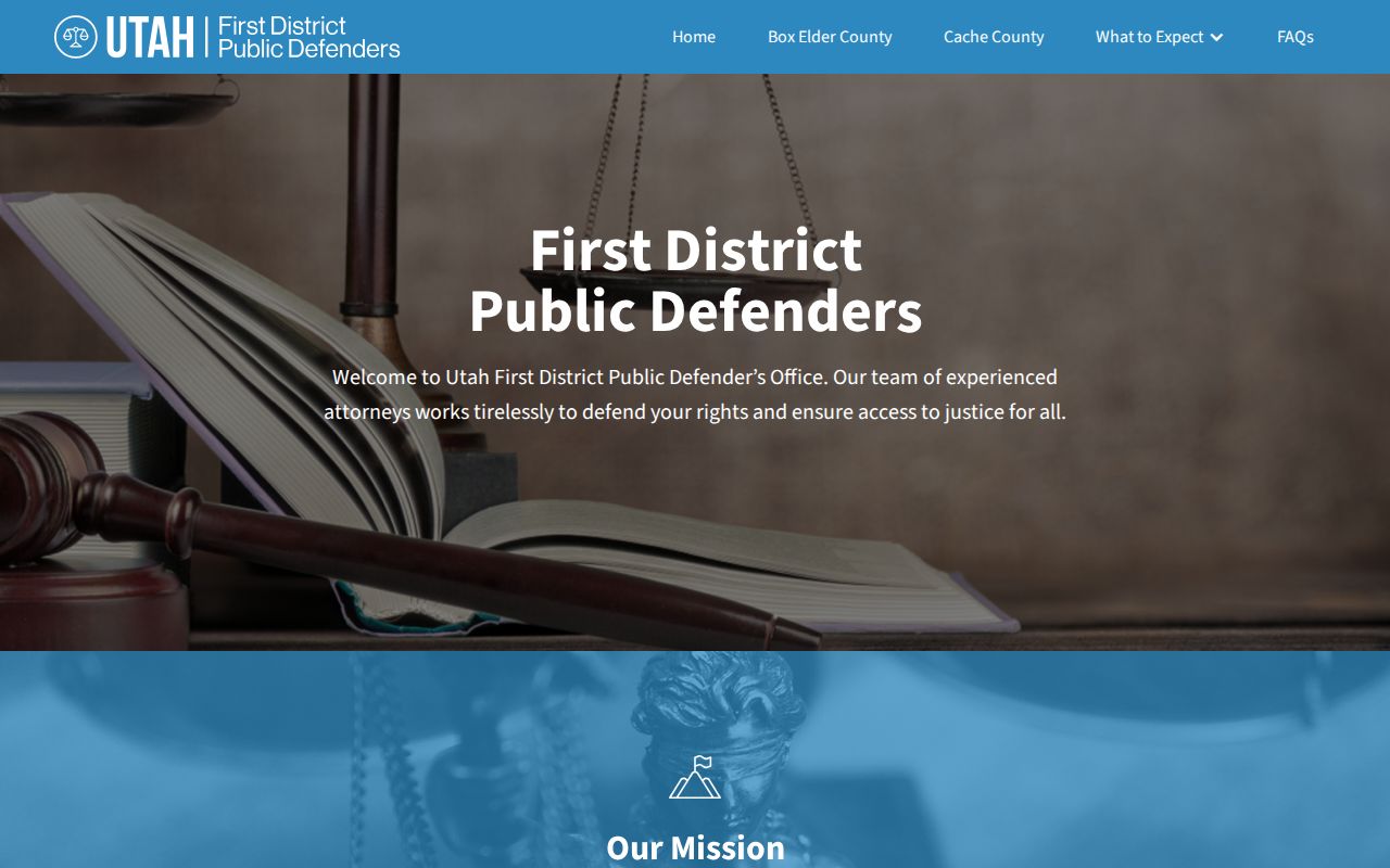 First District public defender webpage serving Logan court cases