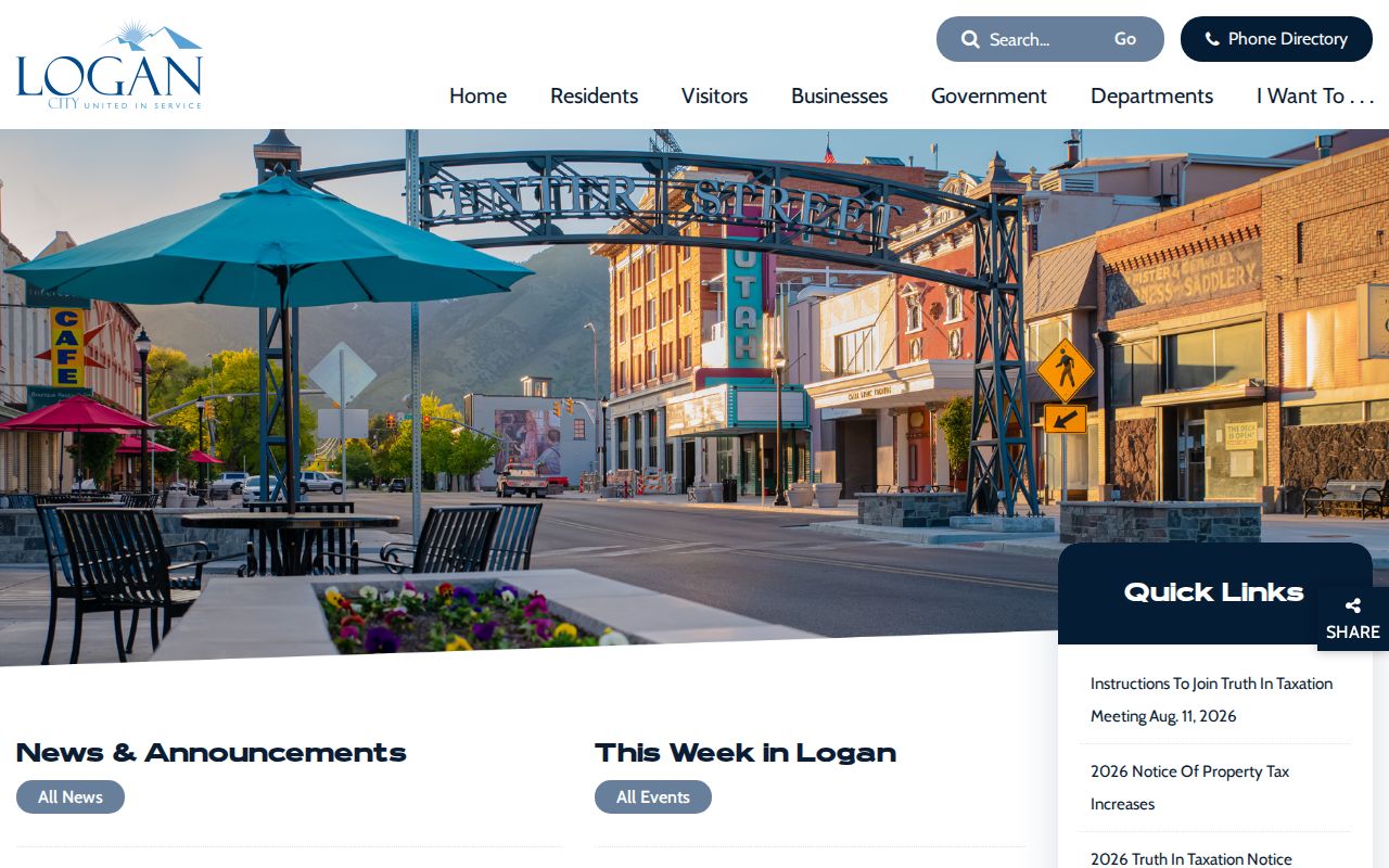 Official Logan city government webpage connected with municipal records