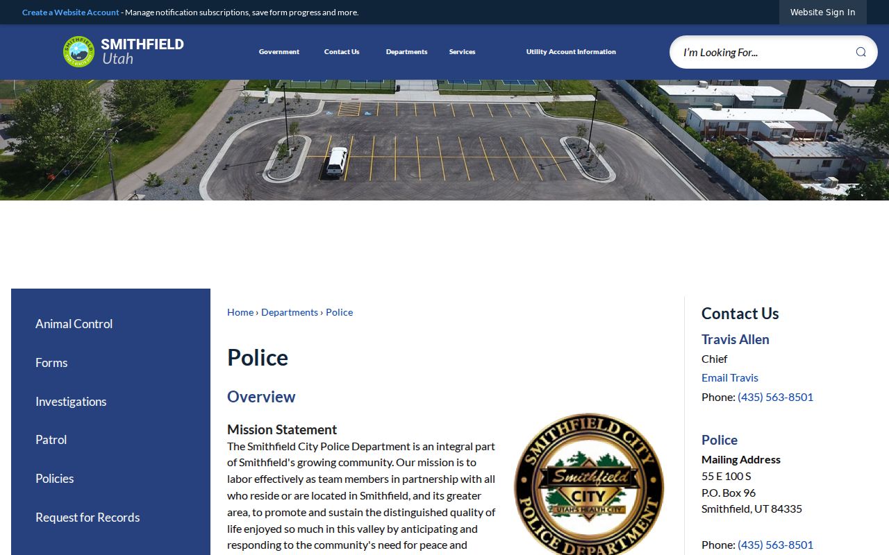 Official Smithfield Police Department webpage for local records