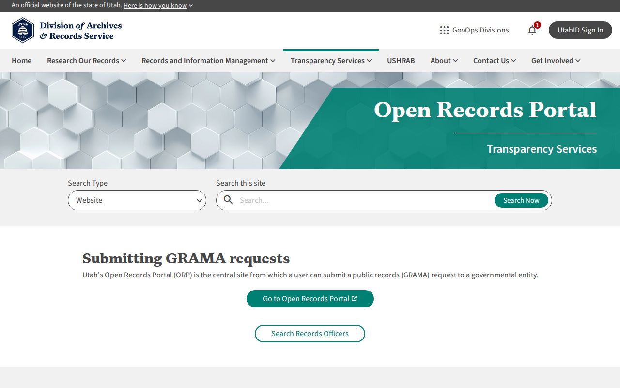 Cache County criminal records request through the Utah Open Records Portal